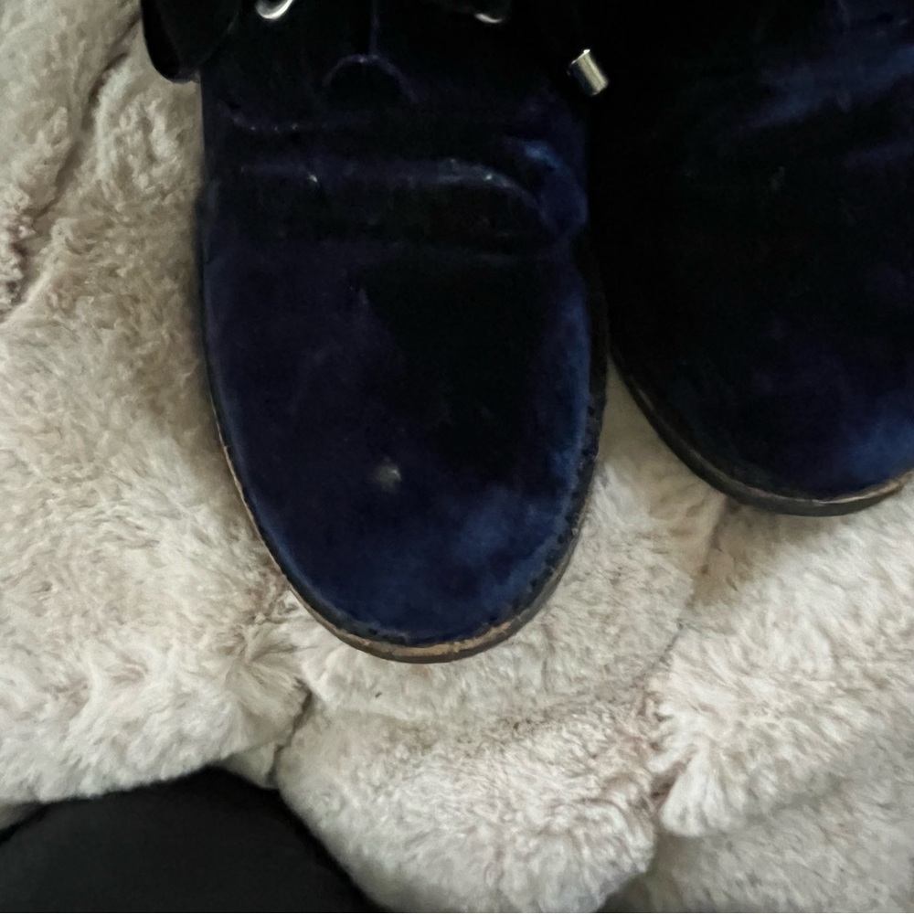 Shellys London Blue Velvet Loafers with Ribbon Laces - 40 - Picture 5 of 10